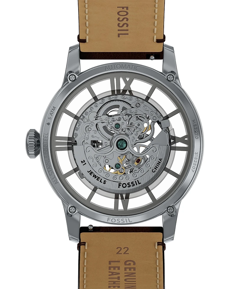 Fossil Men's Townsman Automatic Brown Leather Watch, 44mm
