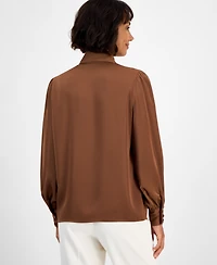 T Tahari Women's Bow-Neck Tie Blouse