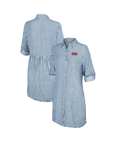 Tommy Bahama Women's Blue/White San Francisco 49ers Chambray Stripe Cover-Up Shirt Dress