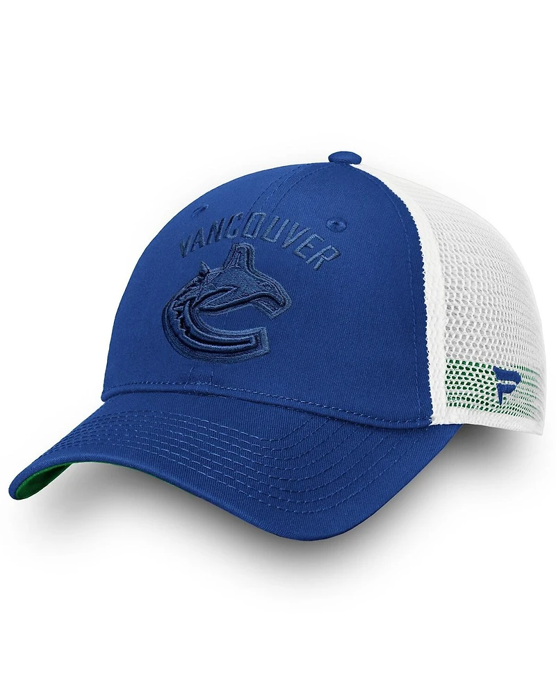 Fanatics Women's Vancouver Canucks Blue/White Iconic Lockup Adjustable Trucker Hat
