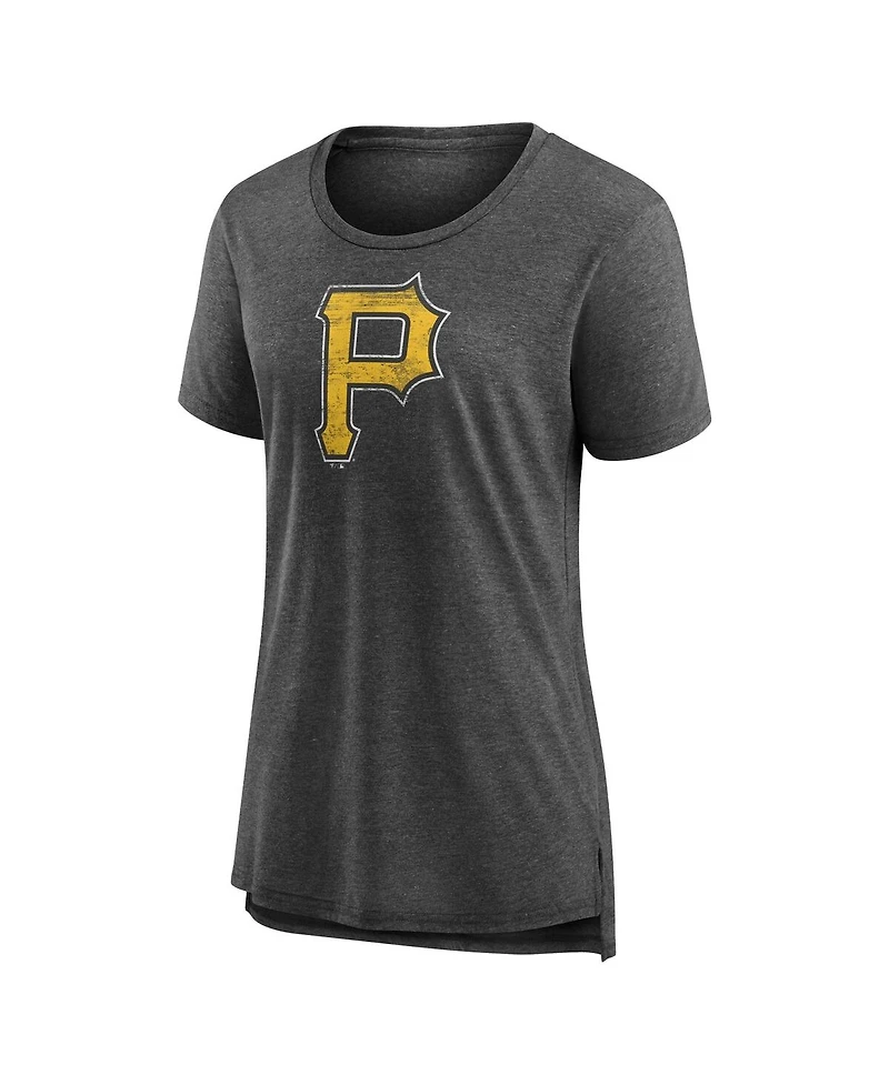 Fanatics Mto Label Women's Gray Pittsburgh Pirates Weathered Logo Tri-Blend T-Shirt
