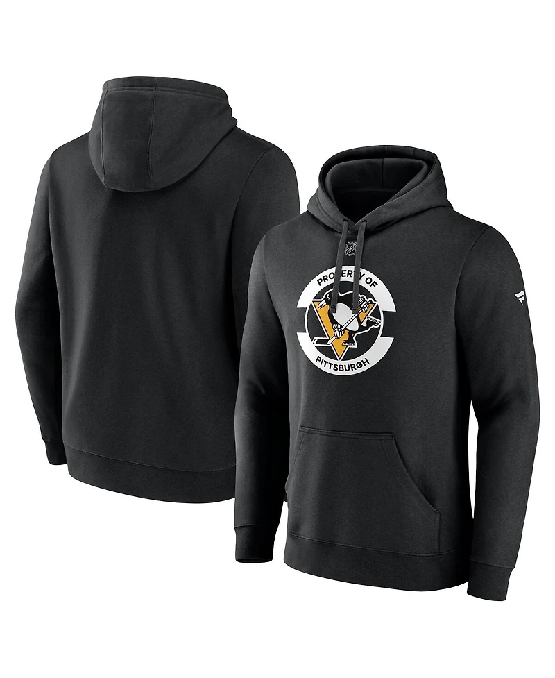 Fanatics Men's Black Pittsburgh Penguins Authentic Pro Core Secondary Fleece Pullover Hoodie