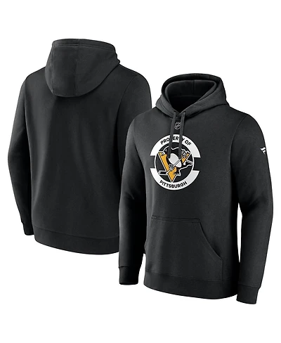 Fanatics Men's Black Pittsburgh Penguins Authentic Pro Core Secondary Fleece Pullover Hoodie