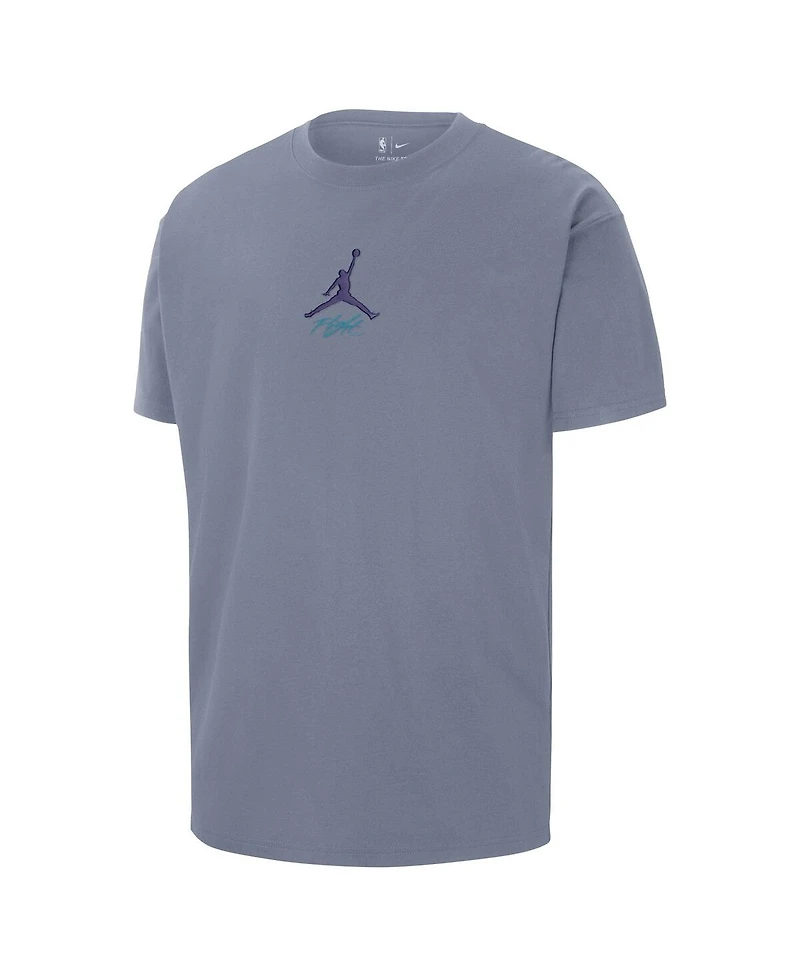 Jordan Men's Blue Charlotte Hornets Statement Edition Jumpman Flight Heavyweight T-Shirt