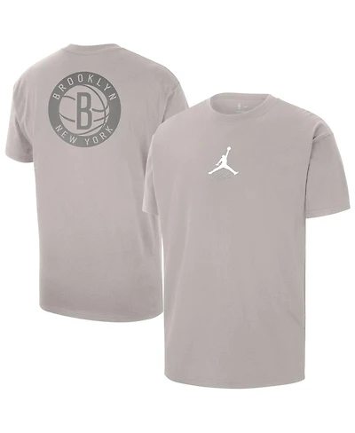 Jordan Men's Stone Brooklyn Nets Statement Edition Jumpman Flight Heavyweight T-Shirt