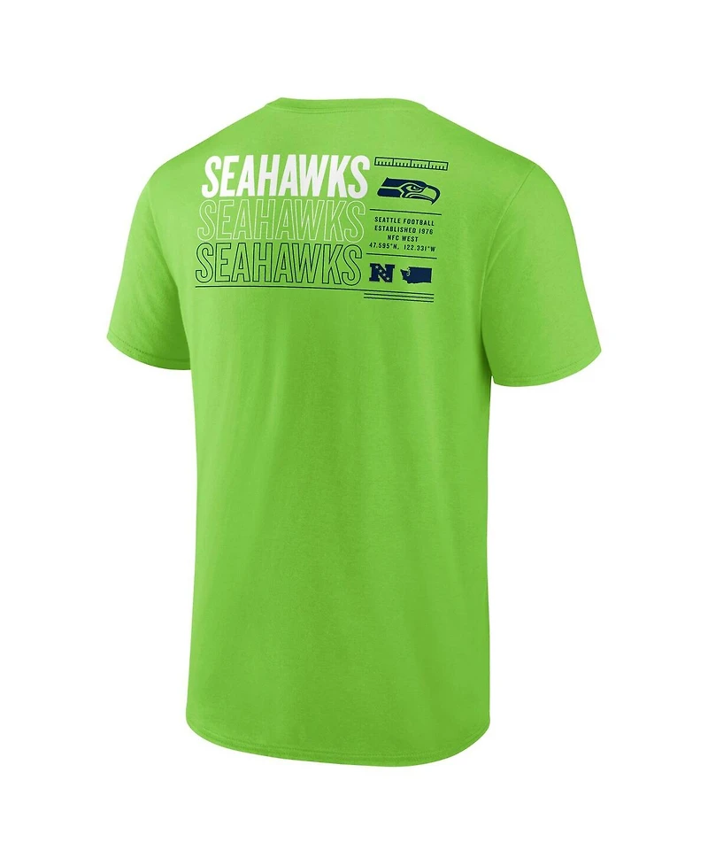 Fanatics Men's Neon Green Seattle Seahawks Repeat Stats T-Shirt