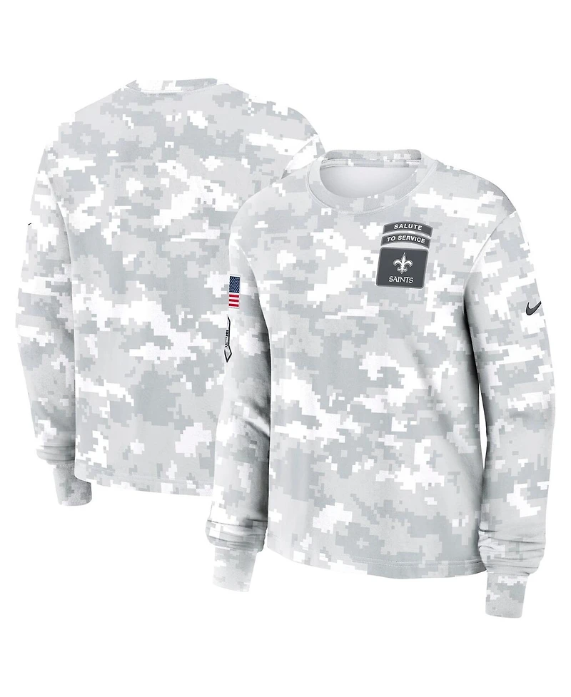 Nike Women's Arctic Camo New Orleans Saints 2024 Salute To Service Performance Long Sleeve T-Shirt