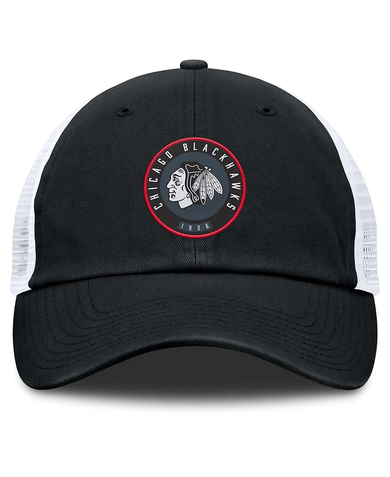 Fanatics Men's Black/White Chicago Blackhawks Averie Trucker Adjustable Hat