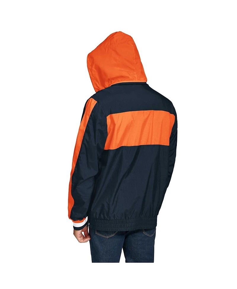 Tommy Hilfiger Men's Navy/Orange Chicago Bears Gael Lightweight Half-Zip Pullover Hoodie Jacket