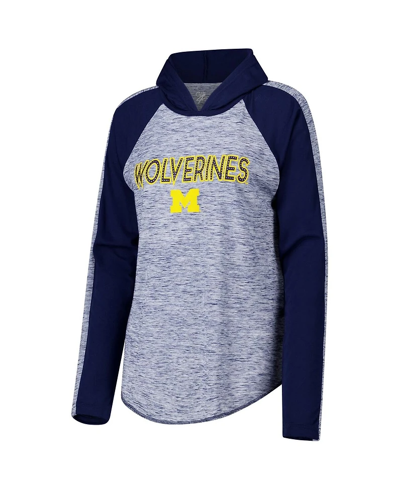 G-iii 4Her by Carl Banks Women's Navy Michigan Wolverines Underdog Bling Raglan Long Sleeve Hoodie T-Shirt