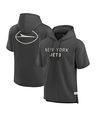 Fanatics Men's Charcoal New York Jets Elements Future Ground Lettering Short Sleeve Pullover Hoodie