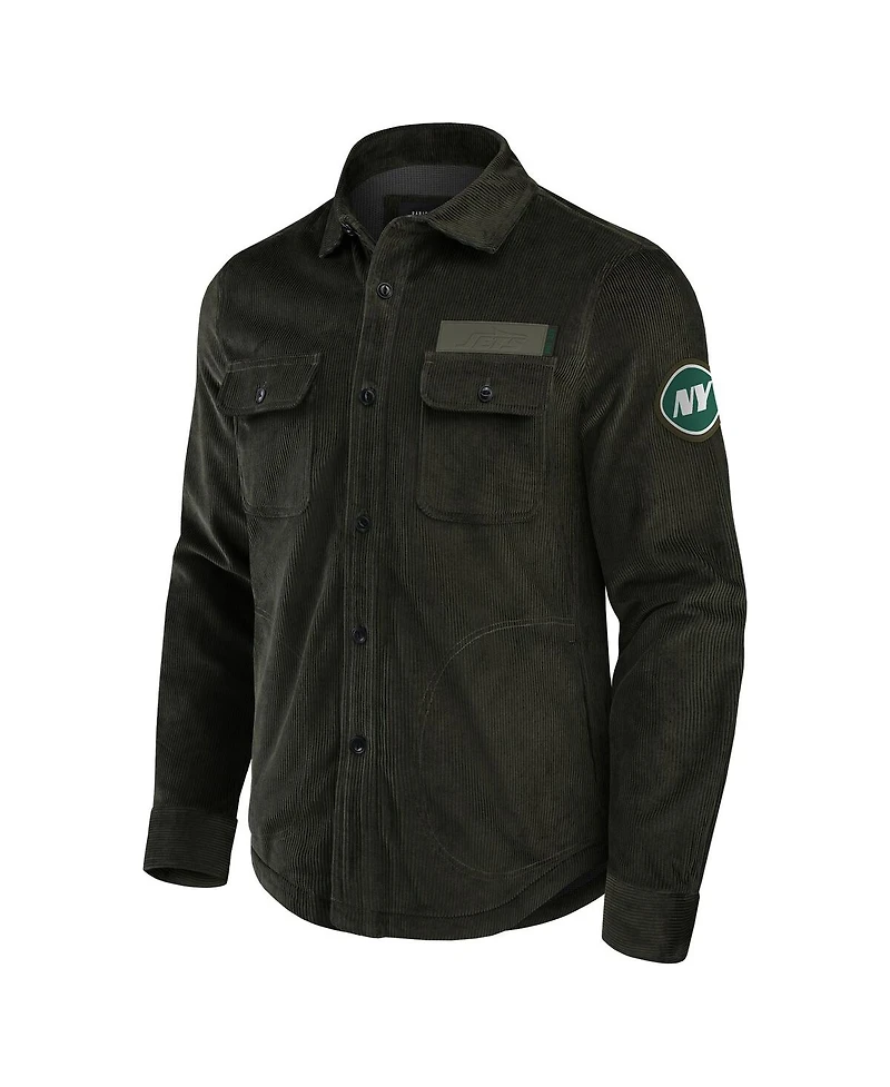 Fanatics Men's Dark Green New York Jets Corduroy Full-Button Shacket