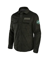 Fanatics Men's Dark Green New York Jets Corduroy Full-Button Shacket