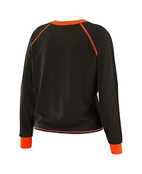 Wear by Erin Andrews Women's Black/Orange Cincinnati Bengals Plus Size Tie-Front Long Sleeve Top