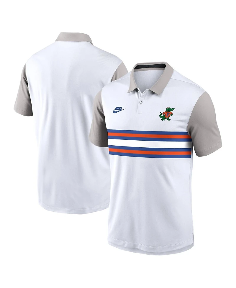 Nike Men's White/Gray Florida Gators Athletic Prep Legacy Logo Vapor Performance Polo Shirt