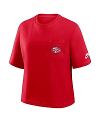 Nike Women's Scarlet San Francisco 49ers Rewind Pocket Boxy T-Shirt