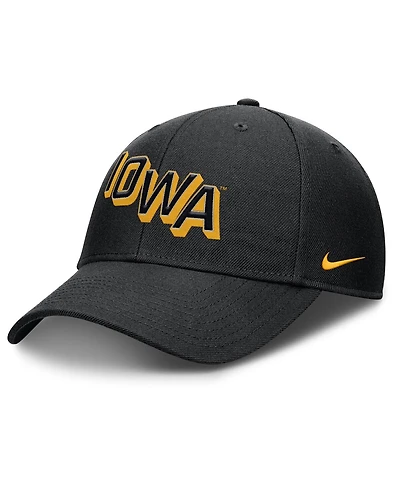 Nike Men's Black Iowa Hawkeyes Slanted Primetime Rise Performance Adjustable Hat