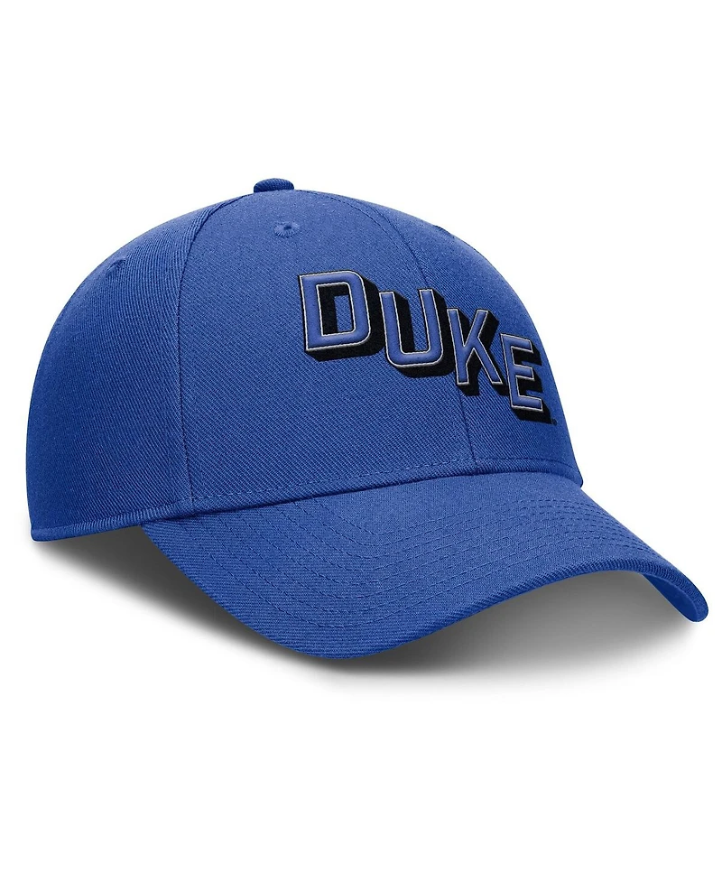 Nike Men's Royal Duke Blue Devils Slanted Primetime Rise Performance Adjustable Hat