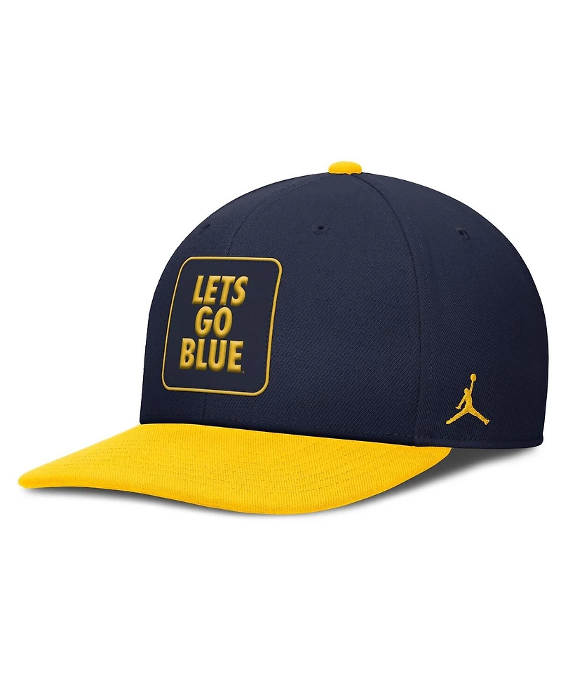 Jordan Men's Navy/Maize Michigan Wolverines 2025 Sideline Campus Pro Local Snapback Hat