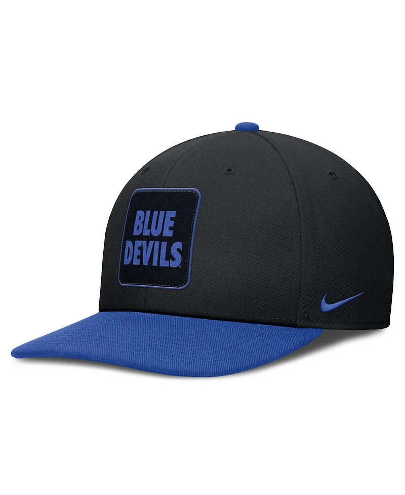 Nike Men's Black/Royal Duke Blue Devils 2025 Sideline Campus Pro Local Snapback Hat