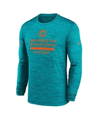 Nike Men's Aqua Miami Dolphins Sideline Velocity Performance Long Sleeve T-Shirt