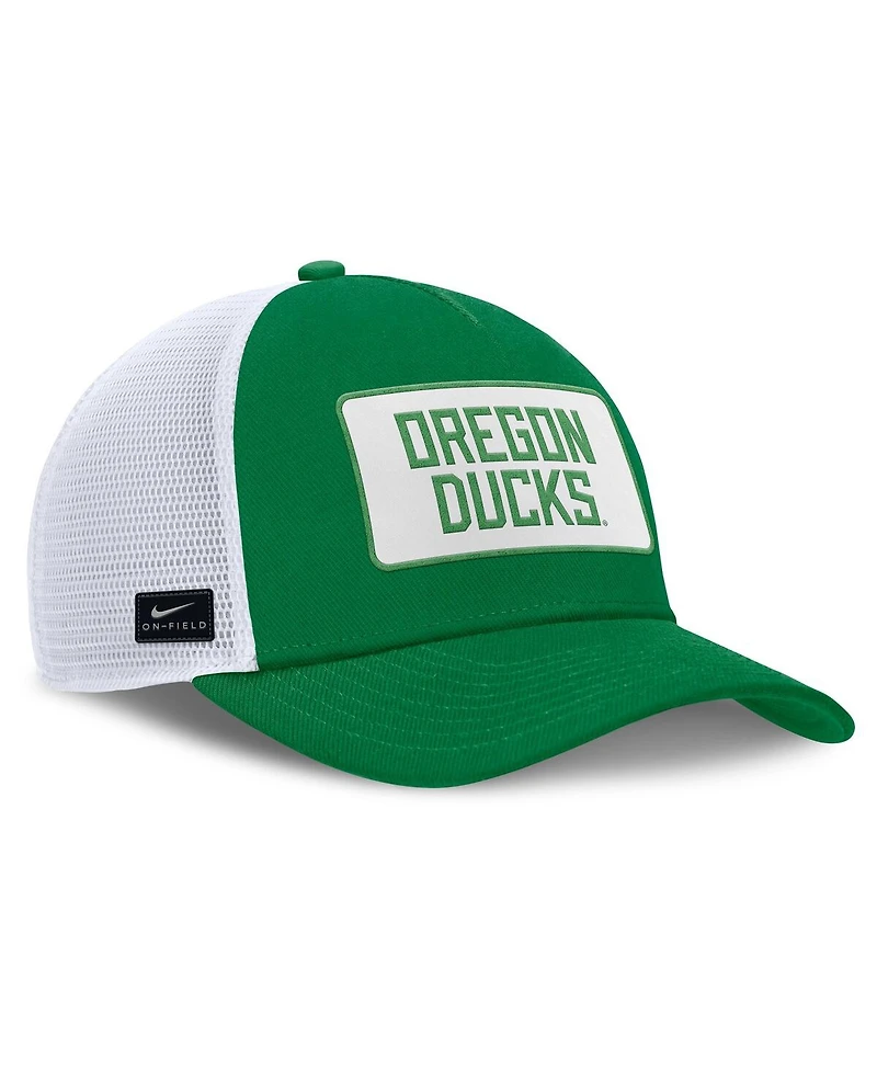 Nike Men's Green/White Oregon Ducks 2025 On-Field Rise Patch Trucker Adjustable Hat