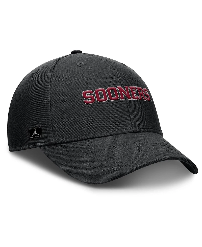 Jordan Men's Black Oklahoma Sooners 2025 On-Field Rise Performance Adjustable Hat