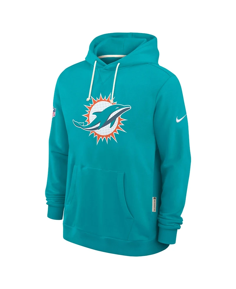 Nike Men's Aqua Miami Dolphins Sideline Initial Home Performance Pullover Hoodie