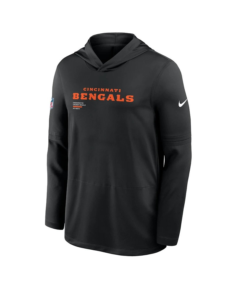 Nike Men's Black Cincinnati Bengals Big Tall Sideline Performance Long Sleeve Hoodie T-Shirt