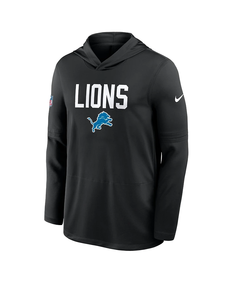 Nike Men's Black Detroit Lions Alt Pack Pass Accuracy Performance Long Sleeve Hoodie T-Shirt