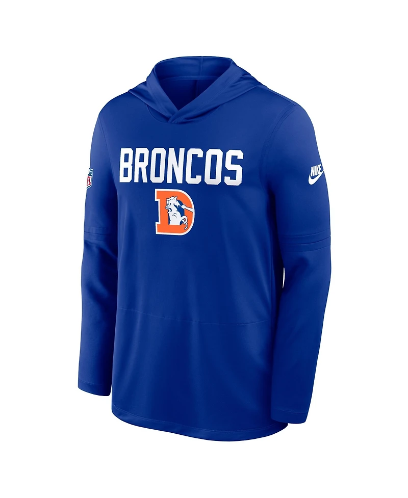 Nike Men's Royal Denver Broncos Alt Pack Pass Accuracy Performance Long Sleeve Hoodie T-Shirt