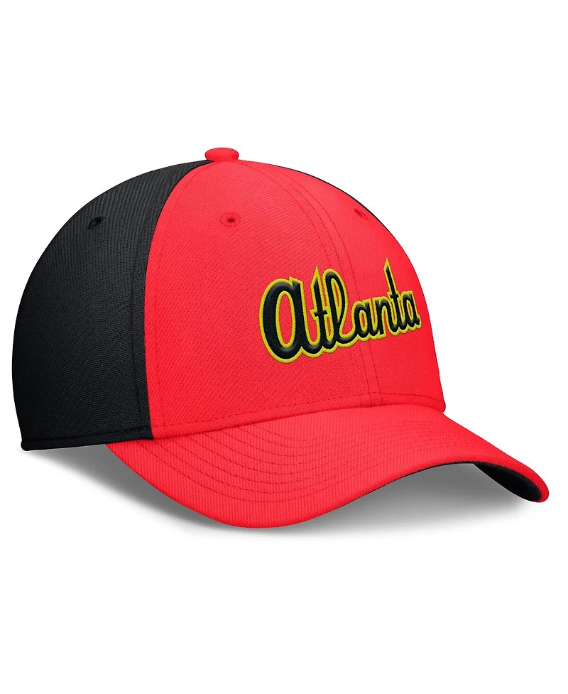 Nike Men's Crimson/Black Atlanta Braves Neon 90s Rise Swoosh Flex Hat