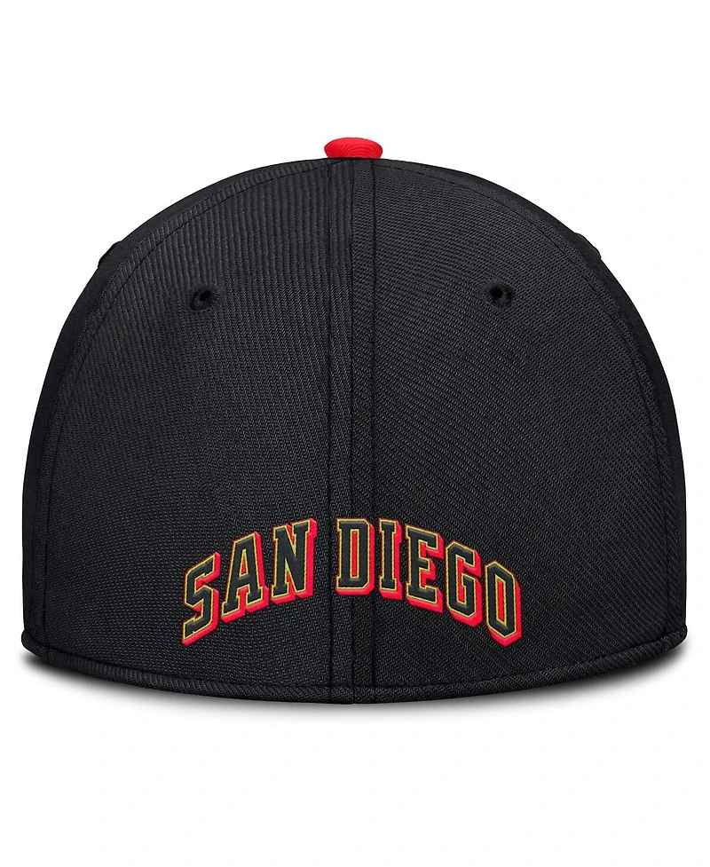Nike Men's Crimson/Black San Diego Padres Neon 90s Rise Swoosh Flex Hat