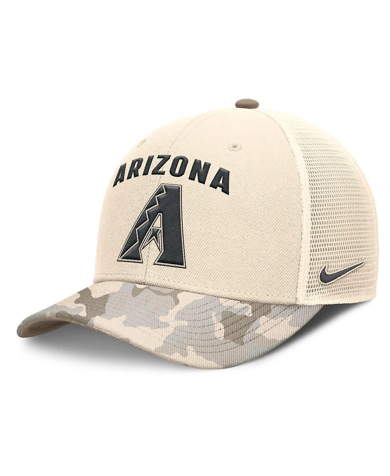 Nike Men's Natural Arizona Diamondbacks Camo Natural Pack Rise Adjustable Trucker Hat