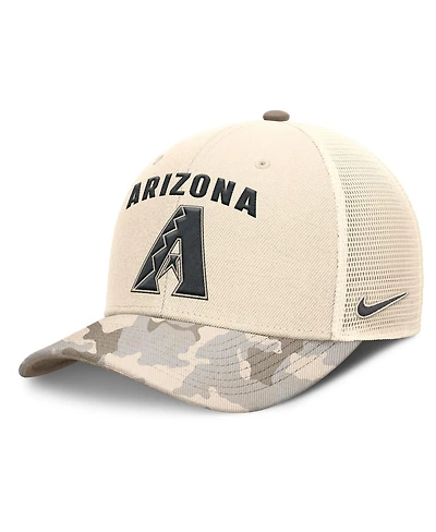Nike Men's Natural Arizona Diamondbacks Camo Natural Pack Rise Adjustable Trucker Hat
