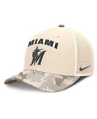 Nike Men's Natural Miami Marlins Camo Natural Pack Rise Adjustable Trucker Hat