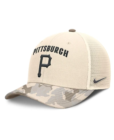 Nike Men's Natural Pittsburgh Pirates Camo Natural Pack Rise Adjustable Trucker Hat