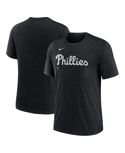 Nike Men's Dark Gray Philadelphia Phillies Lights Out Wordmark Tri-Blend T-Shirt