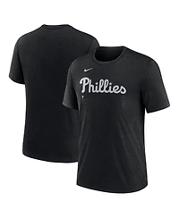 Nike Men's Dark Gray Philadelphia Phillies Lights Out Wordmark Tri-Blend T-Shirt