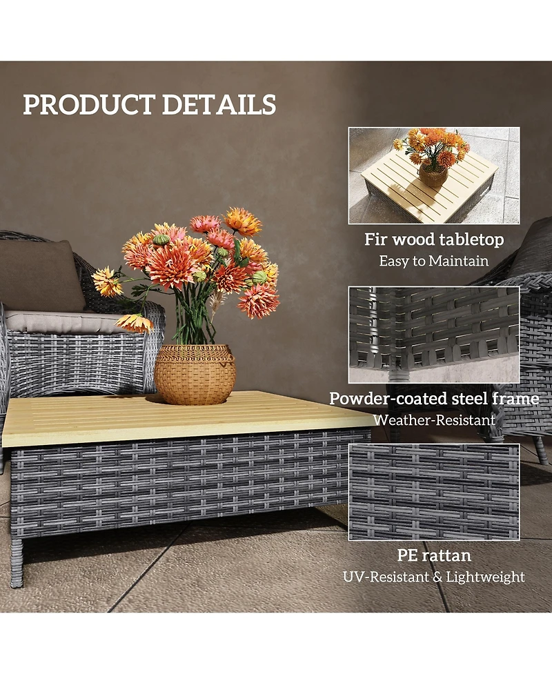 Outsunny Outdoor Side Table with Pe Rat