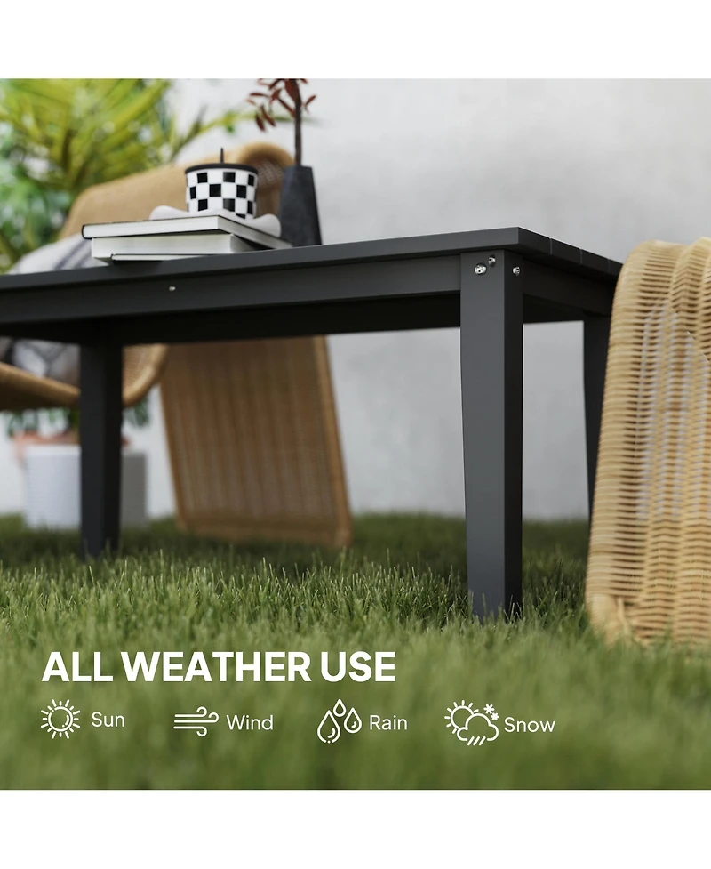Outsunny Hdpe Outdoor Table, Recgle Slatted Patio