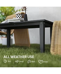 Outsunny Hdpe Outdoor Table, Recgle Slatted Patio