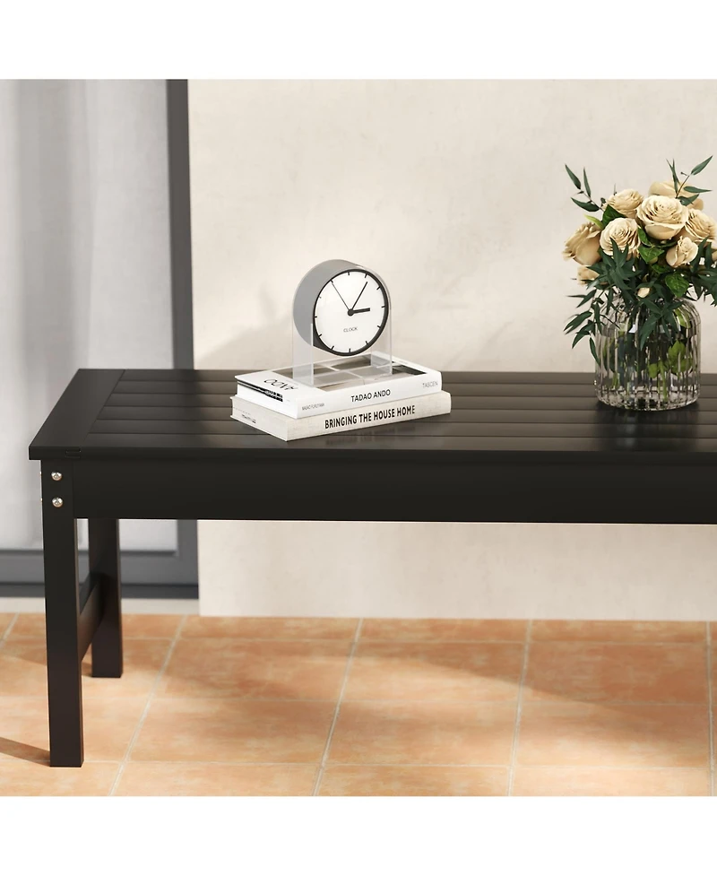 Outsunny 47" Hdpe Outdoor Bench, Backless Slatted Garden Bench Seat,