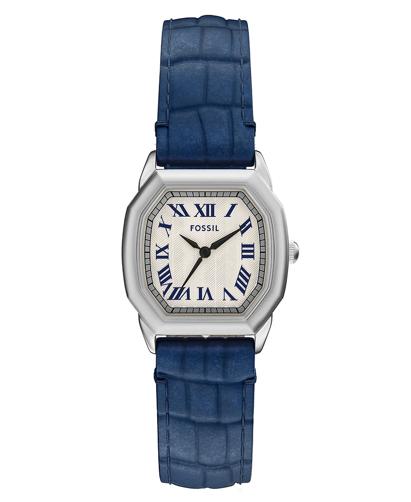 Fossil Women's Harlow Three-Hand Navy Croco Leather Watch, 27mm