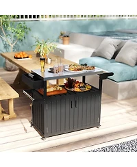 Outsunny Outdoor Bar Cart with Storage, Hdpe Kitchen Cart,