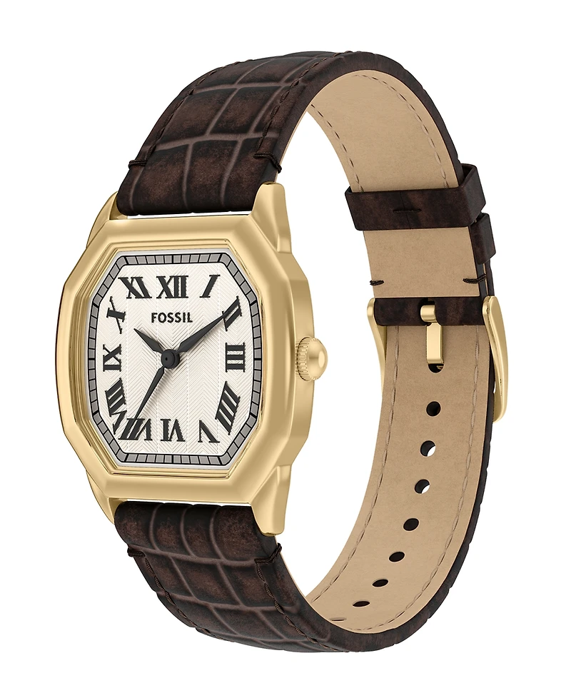 Fossil Women's Harlow Three-Hand Brown Croco Leather Watch, 27mm