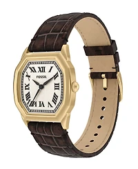 Fossil Women's Harlow Three-Hand Brown Croco Leather Watch, 27mm