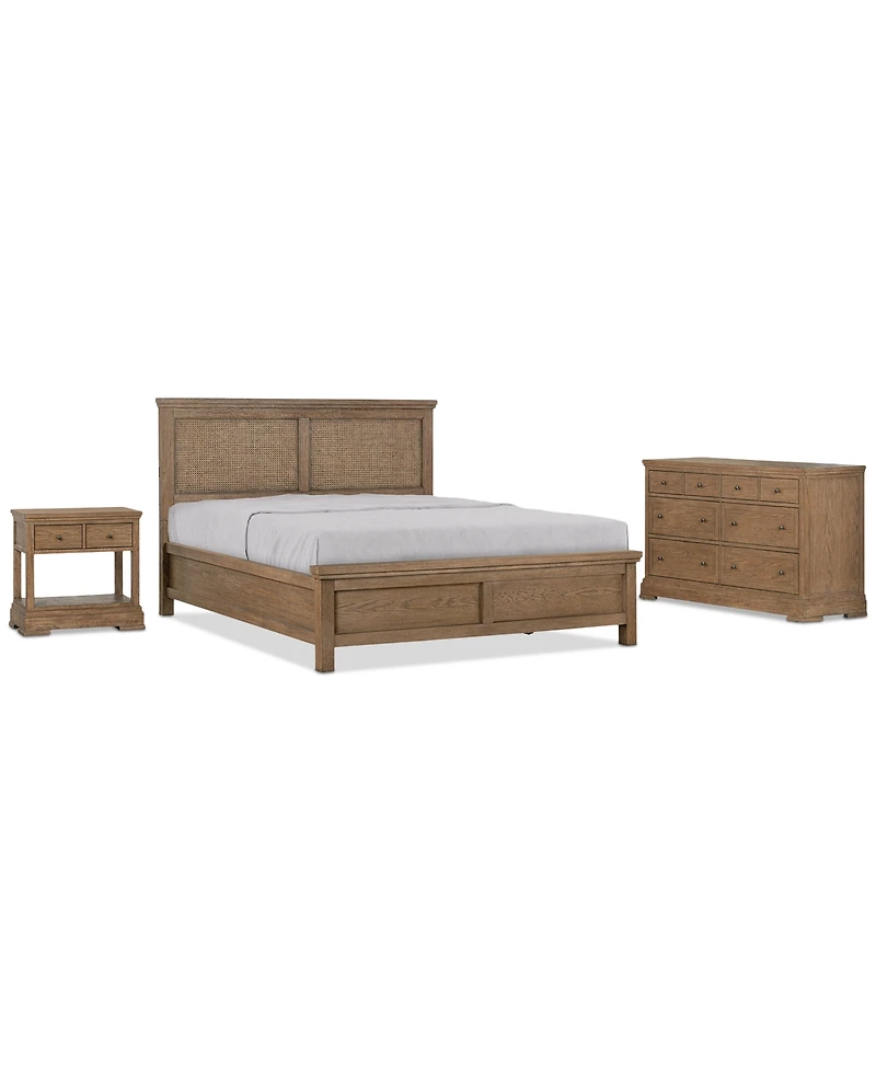 Alverton 3 Pc. King Cane Set (Bed, Dresser & 1-Drawer Nightstand), Created for Macy's