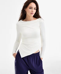 Bar Iii Women's Asymmetrical-Hem Boatneck Top, Macy's Exclusive