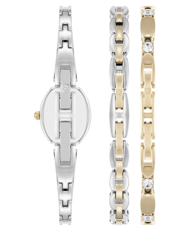 Anne Klein Women's Quartz Two-Tone Metal Alloy Bracelet Watch Set, 18mm
